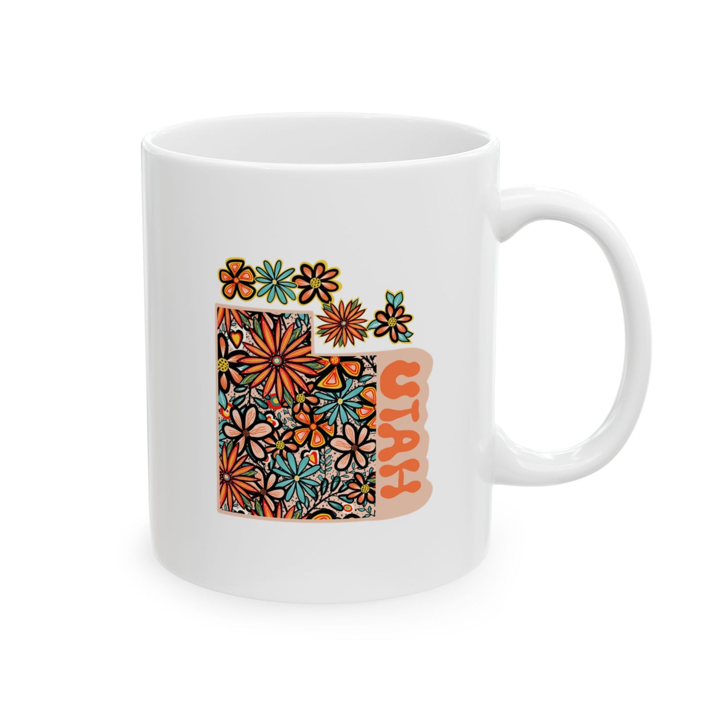 Retro 70s Flowers Utah Ceramic Mug 11 oz and 15 oz