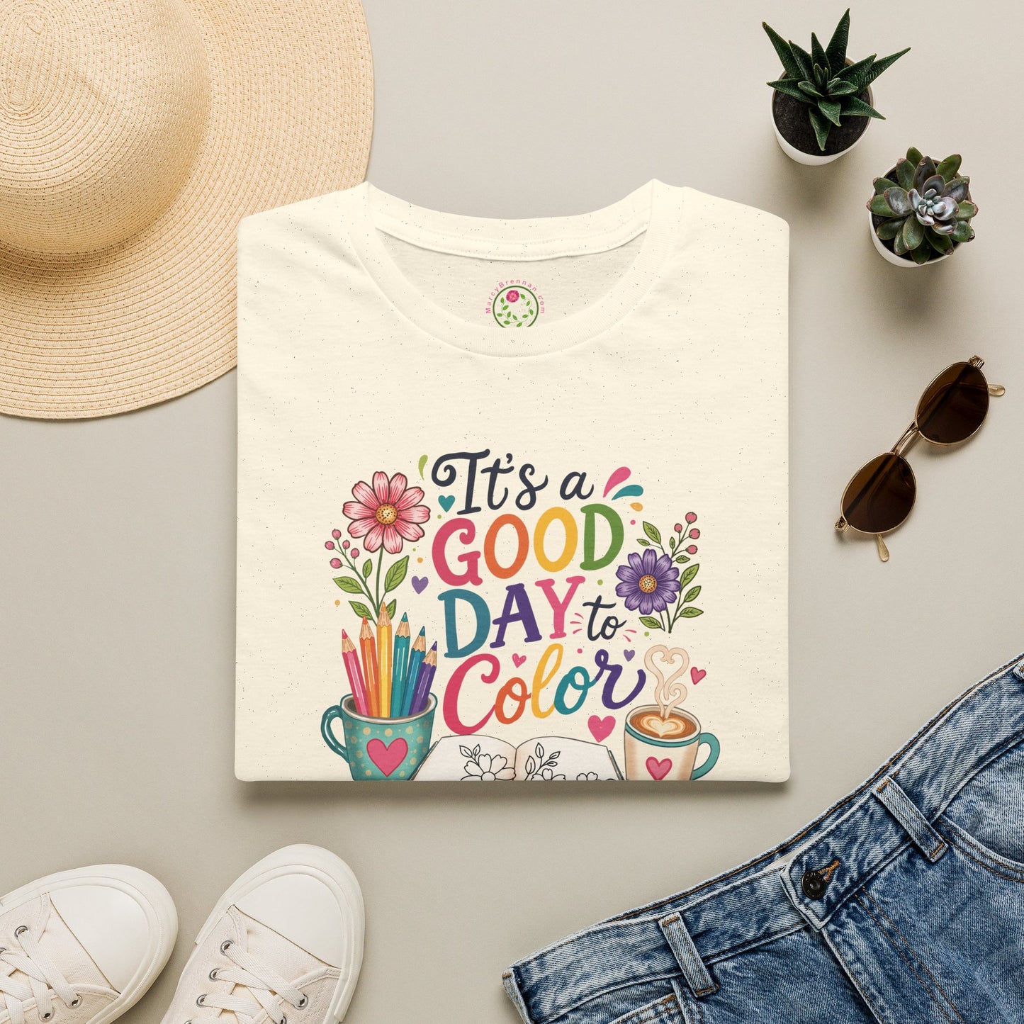 Coloring Tee — "It's a Good Day to Color" Floral Art T-Shirt