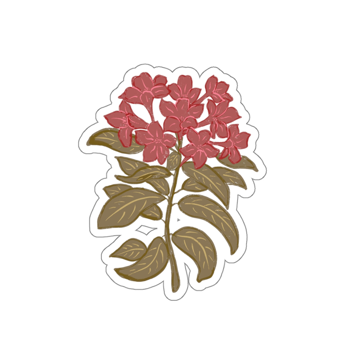 Red Rhododendron Die Cut Sticker