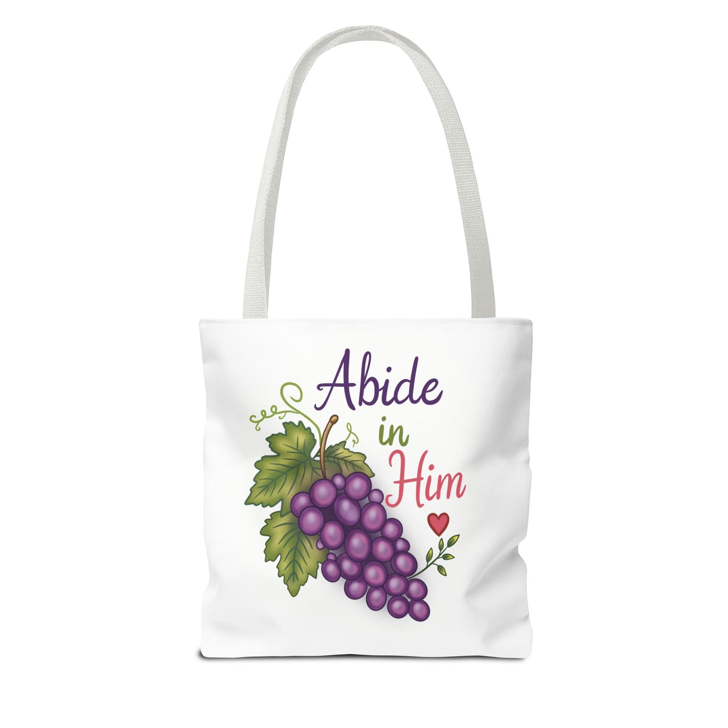 Abide in Him Tote Bag — Christian Inspirational Grape Design