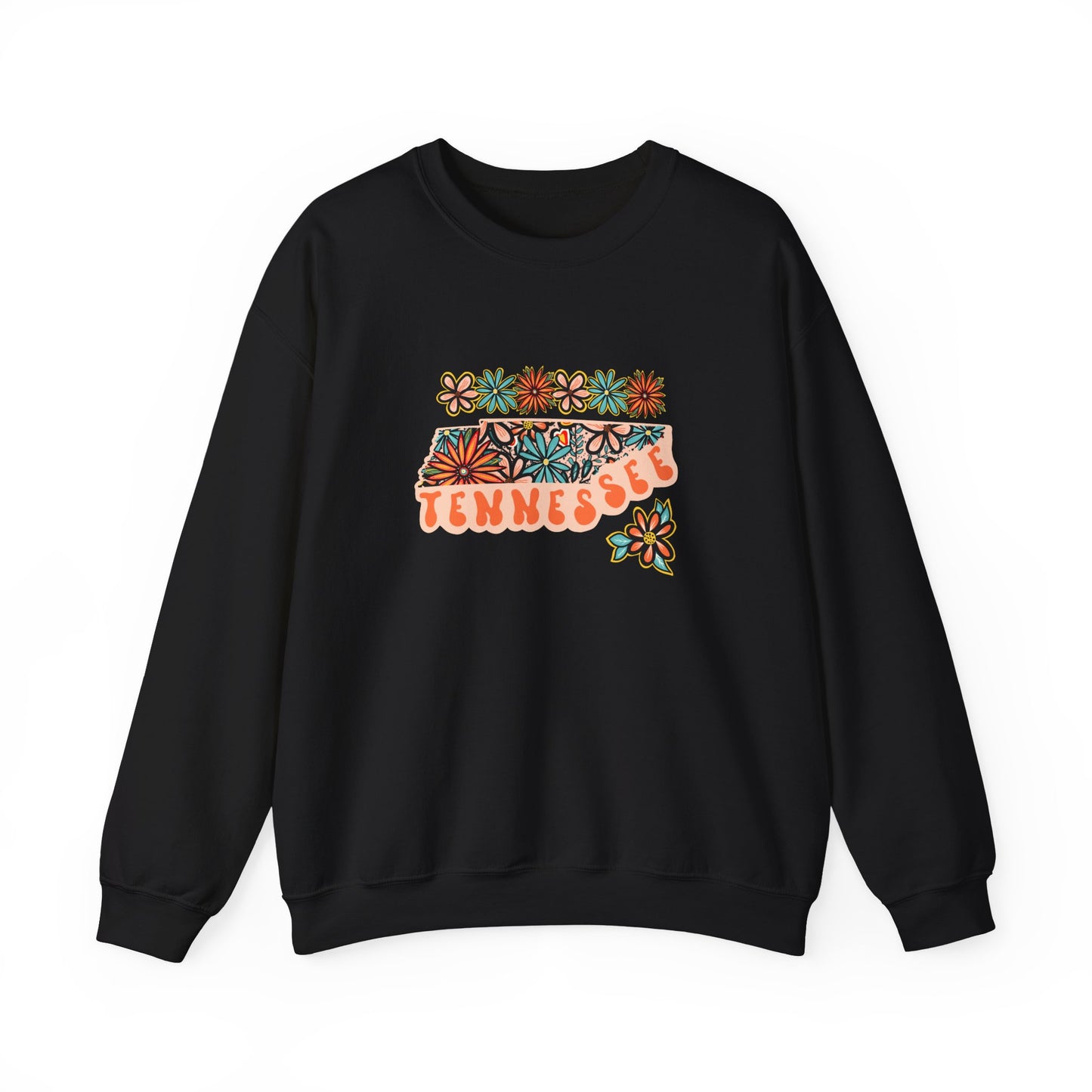 Retro 70s Flowers Tennessee State Design — Heavy Blend™ Crewneck Sweatshirt