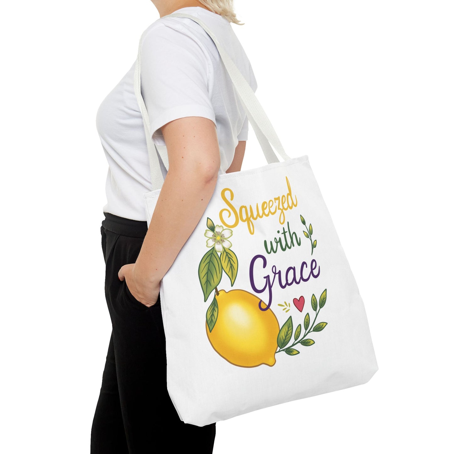 Squeezed with Grace Lemon Tote Bag — Floral Fruit Market Shopping Tote