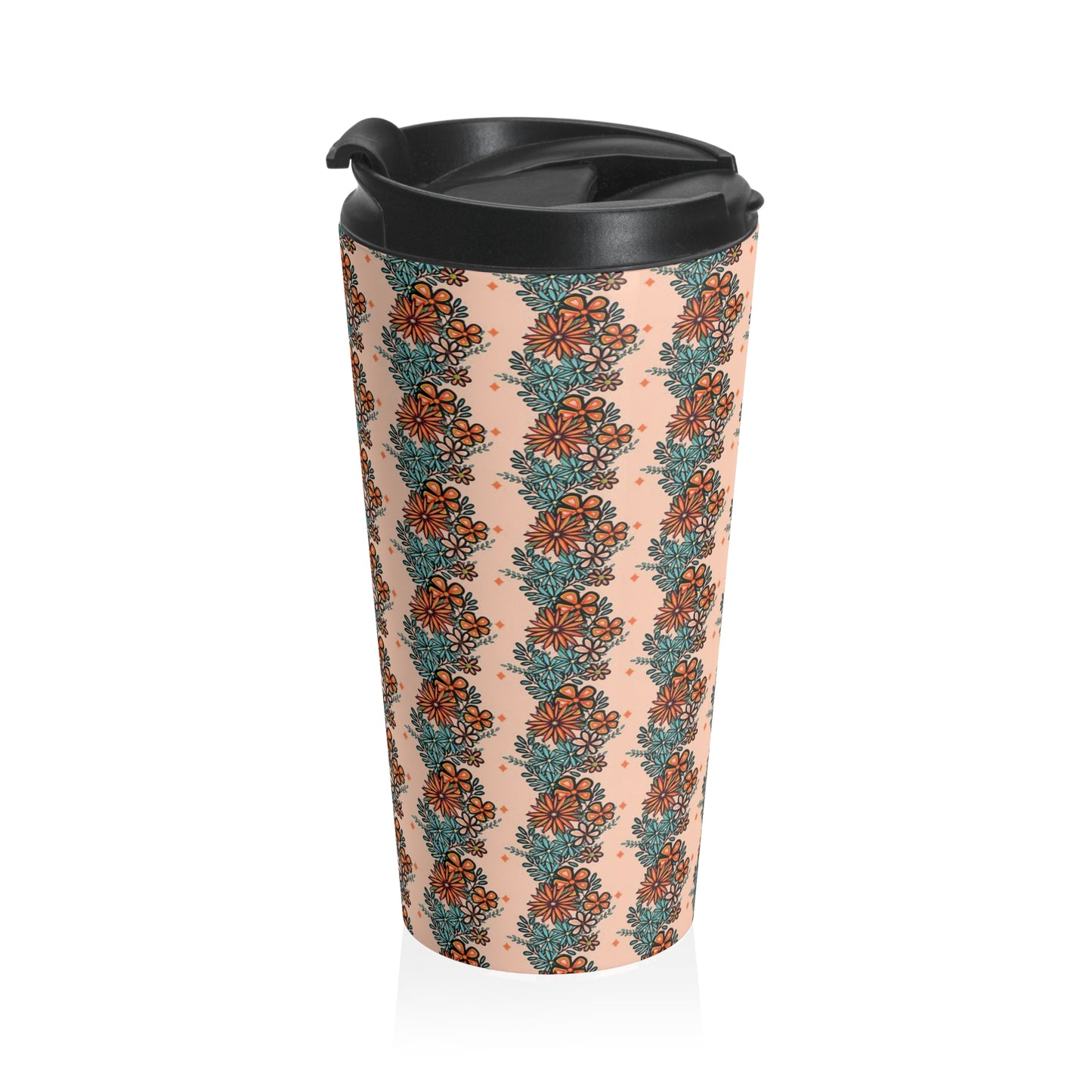 Daisy Bouquet Stripes Stainless Steel Travel Mug