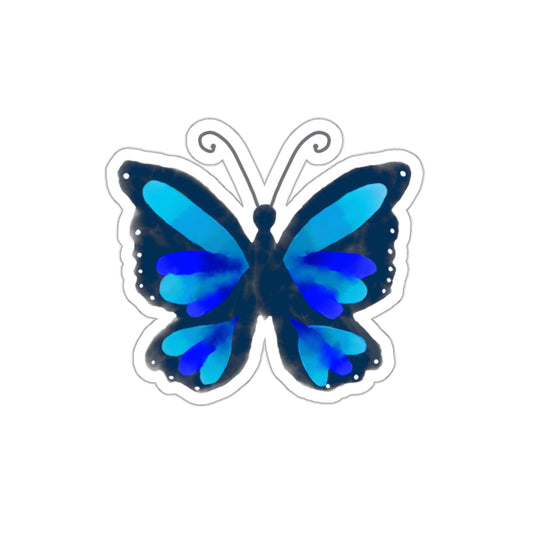 Frida Blue Watercolor Butterfly Die Cut Sticker
