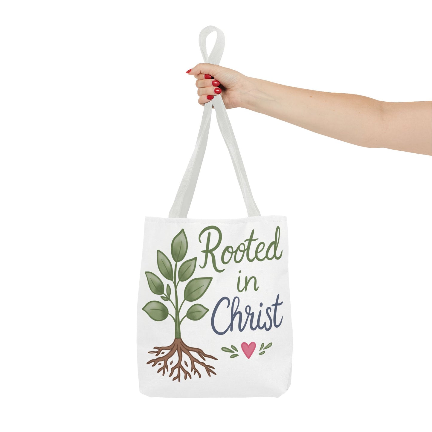 Rooted in Christ Tote Bag — Faith-Based Christian Shopper
