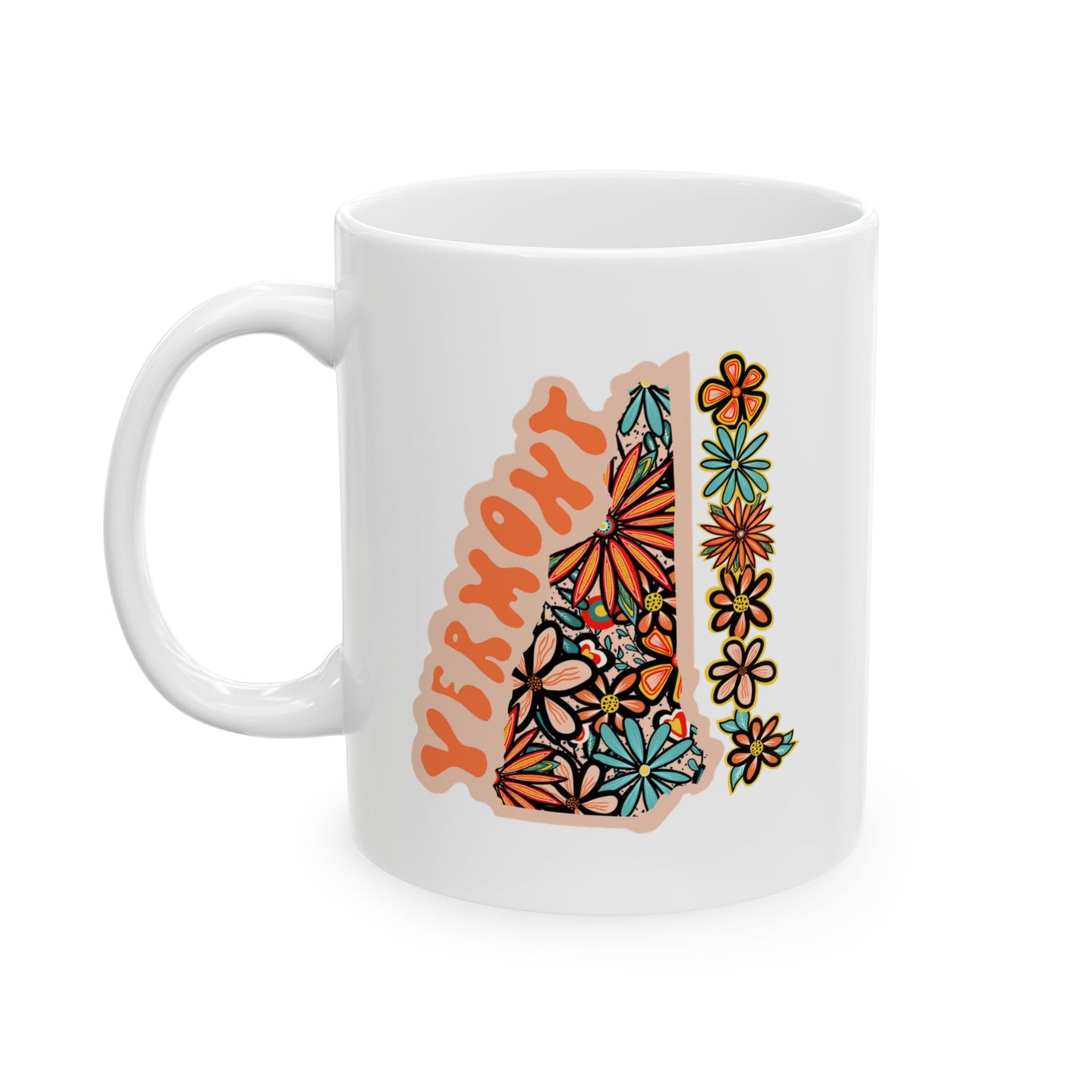 Retro 70s Flowers Vermont Ceramic Mug 11 oz and 15 oz