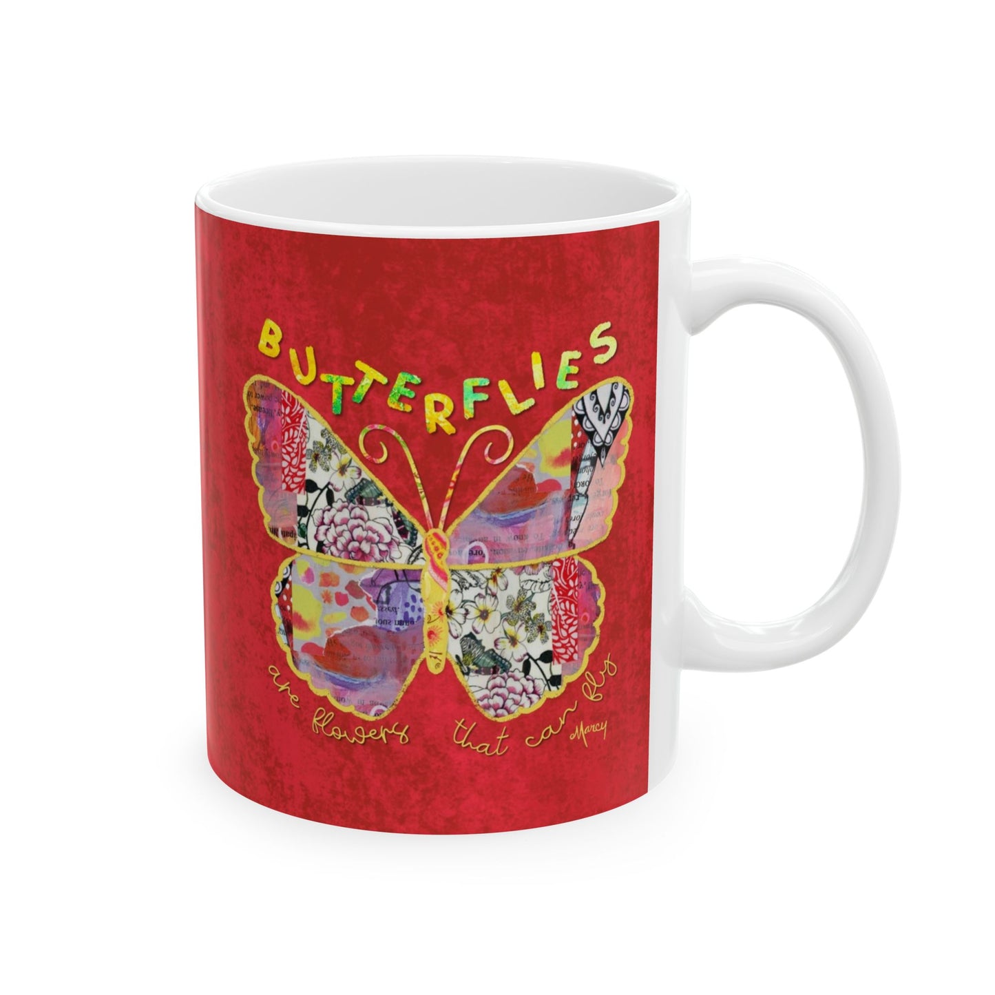Boho Butterfly Collage Ceramic Mug 11oz & 15oz