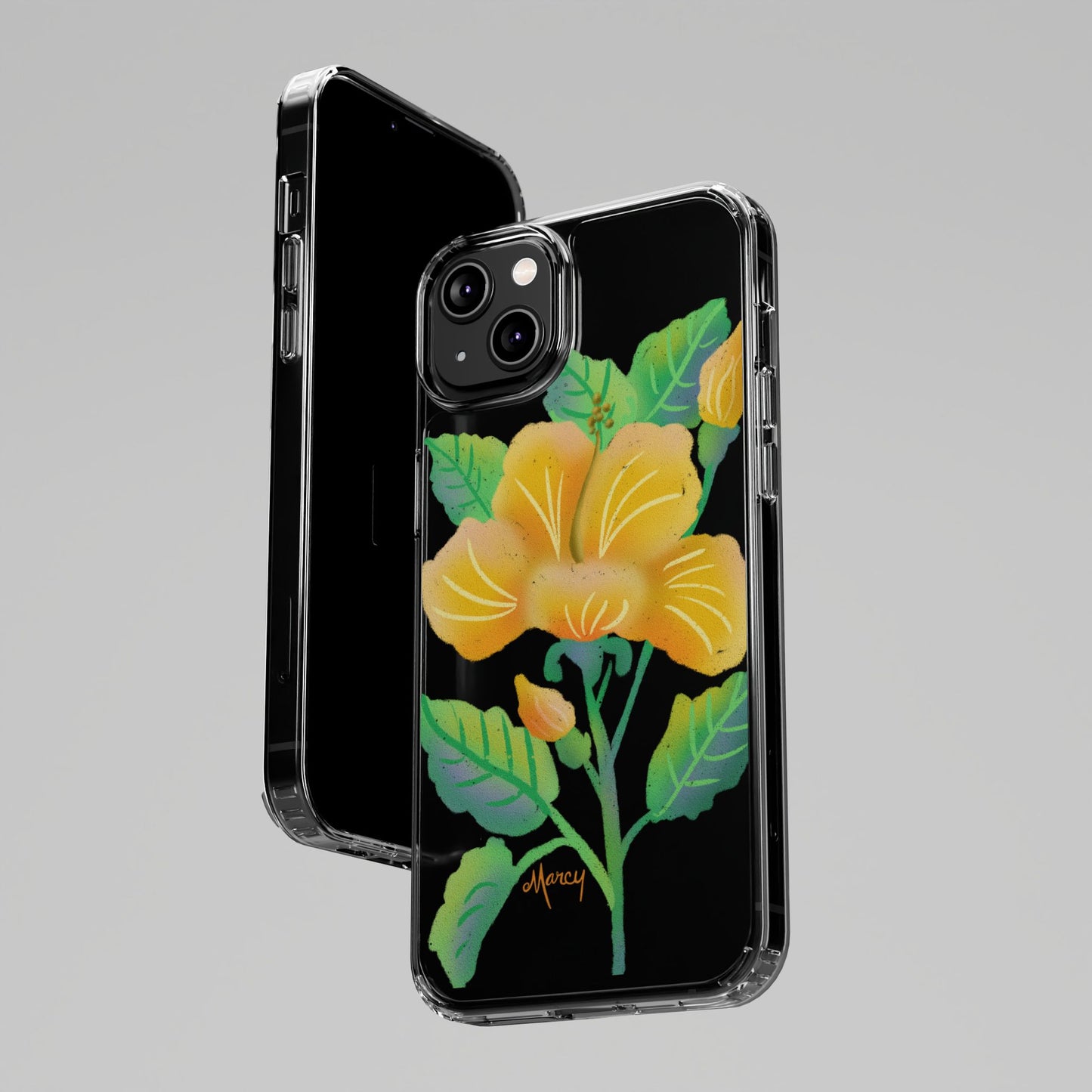 Yellow Hibiscus Blossom Clear Cases