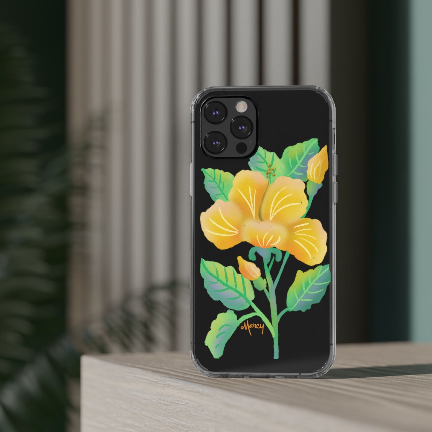 Yellow Hibiscus Blossom Clear Cases