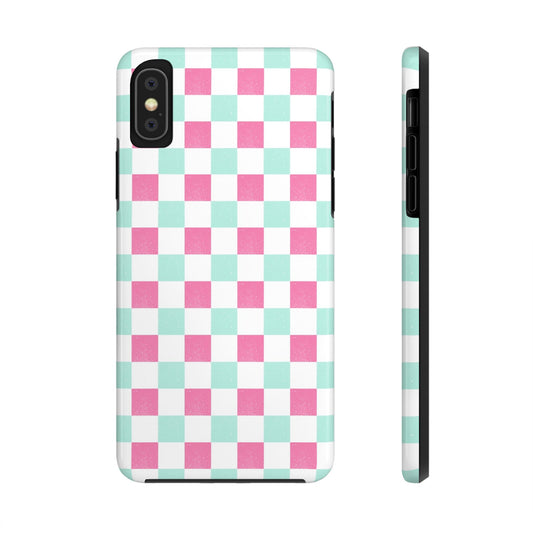 Pastel Christmas Checks Tough Phone Cases