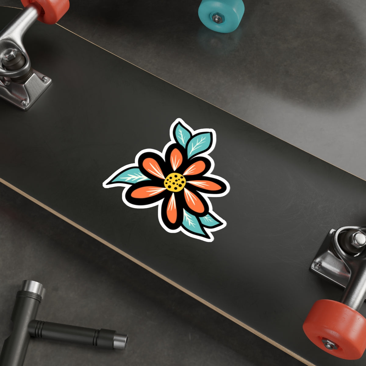 70s Groove Orange Daisy Die Cut Sticker