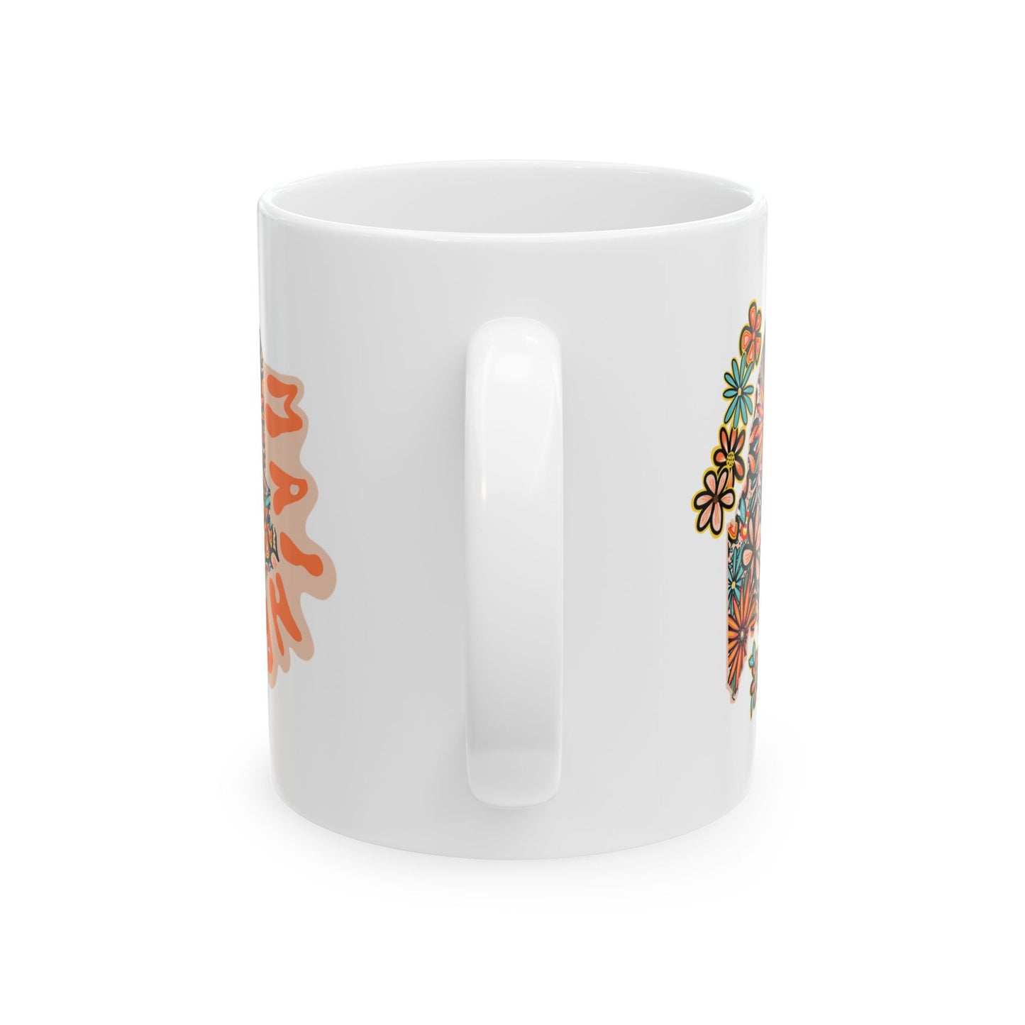 Retro 70s Flowers Maine Ceramic Mug 11 oz and 15 oz