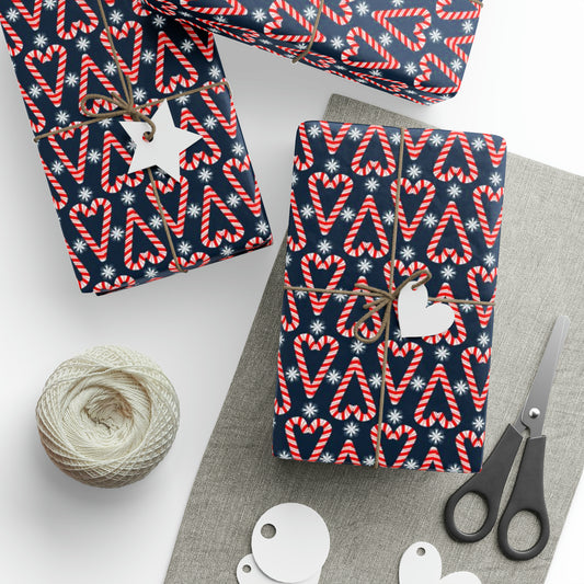 Candy Cane Hearts Wrapping Paper