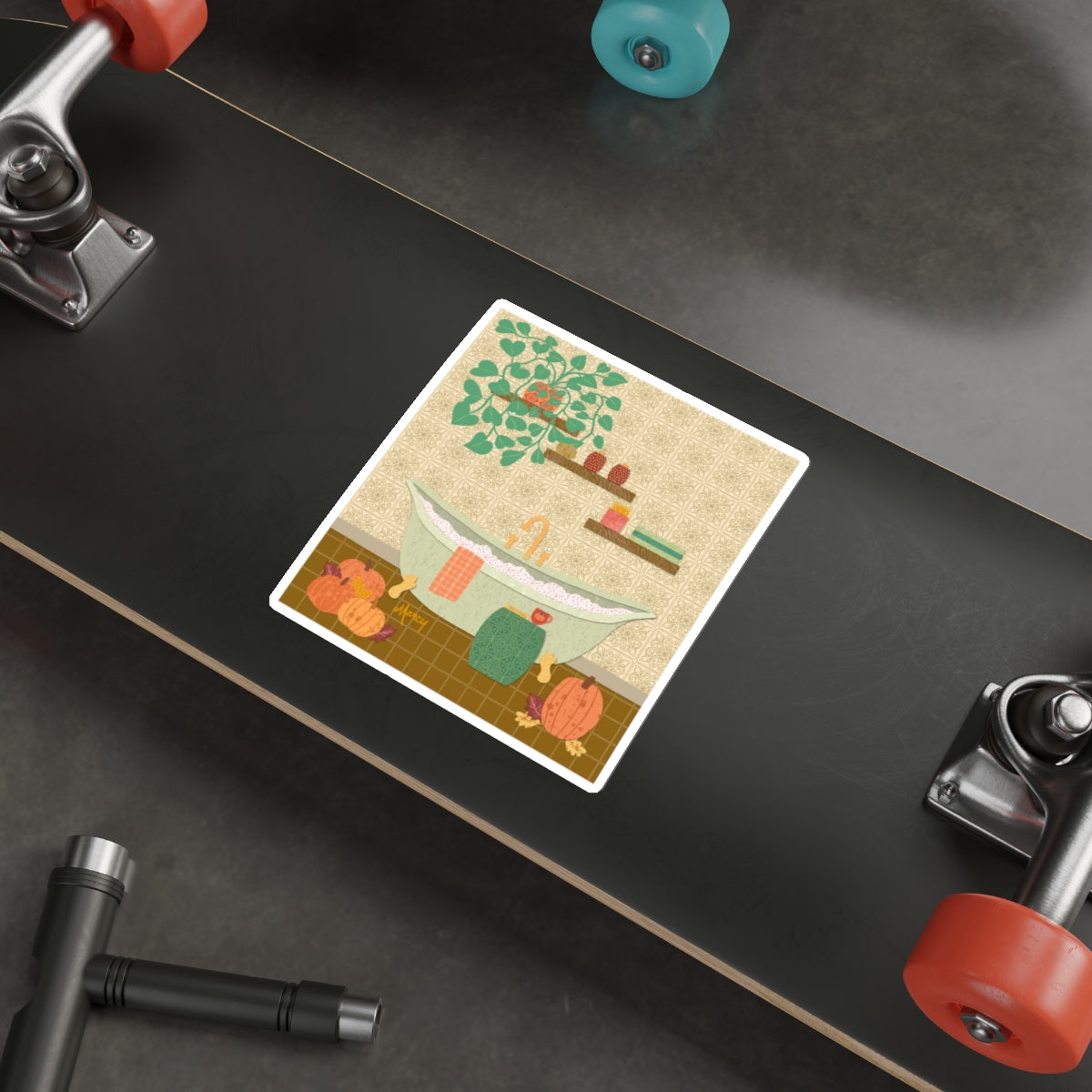 Autumn Bath Retreat Collage Die Cut Sticker