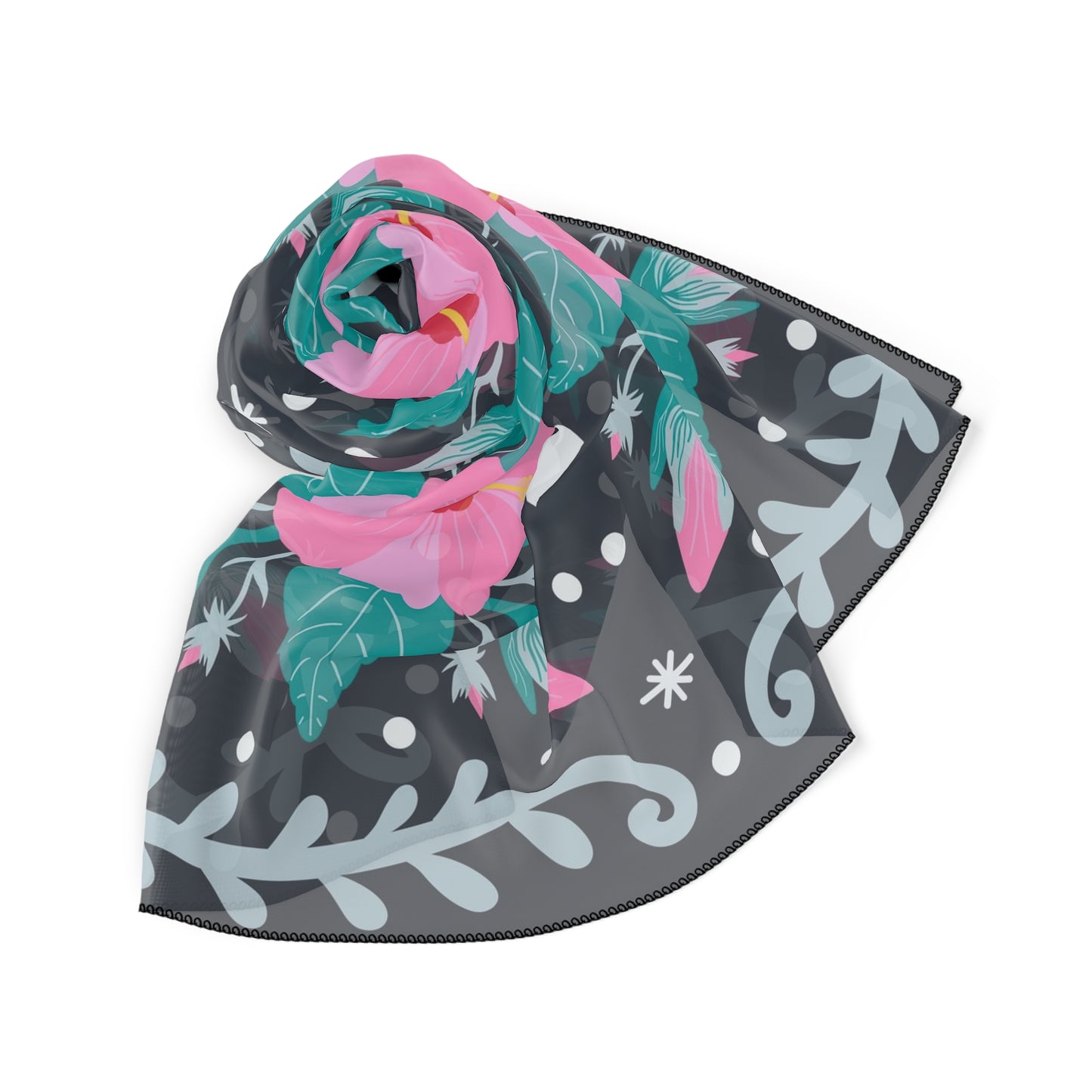 Rosy Blooms: Pink Hibiscus Scarf