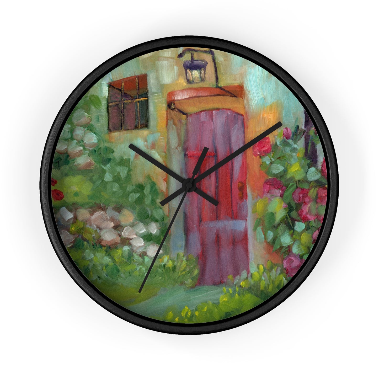 Cottage Garden Wall Clock — Colorful Floral Doortime Decorative Clock
