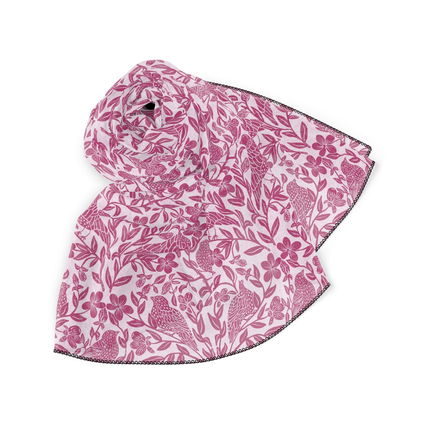 Bird Song & Blossoms — Botanical Print Poly Scarf