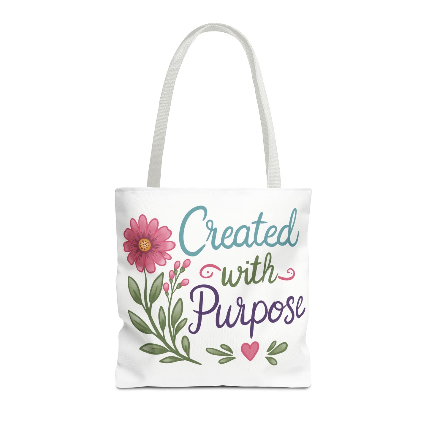Created with Purpose Tote Bag — Floral Inspirational Canvas Tote