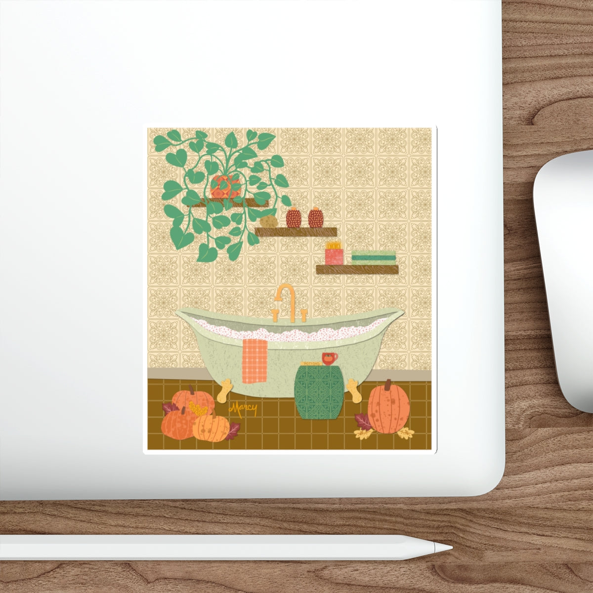 Autumn Bath Retreat Collage Die Cut Sticker