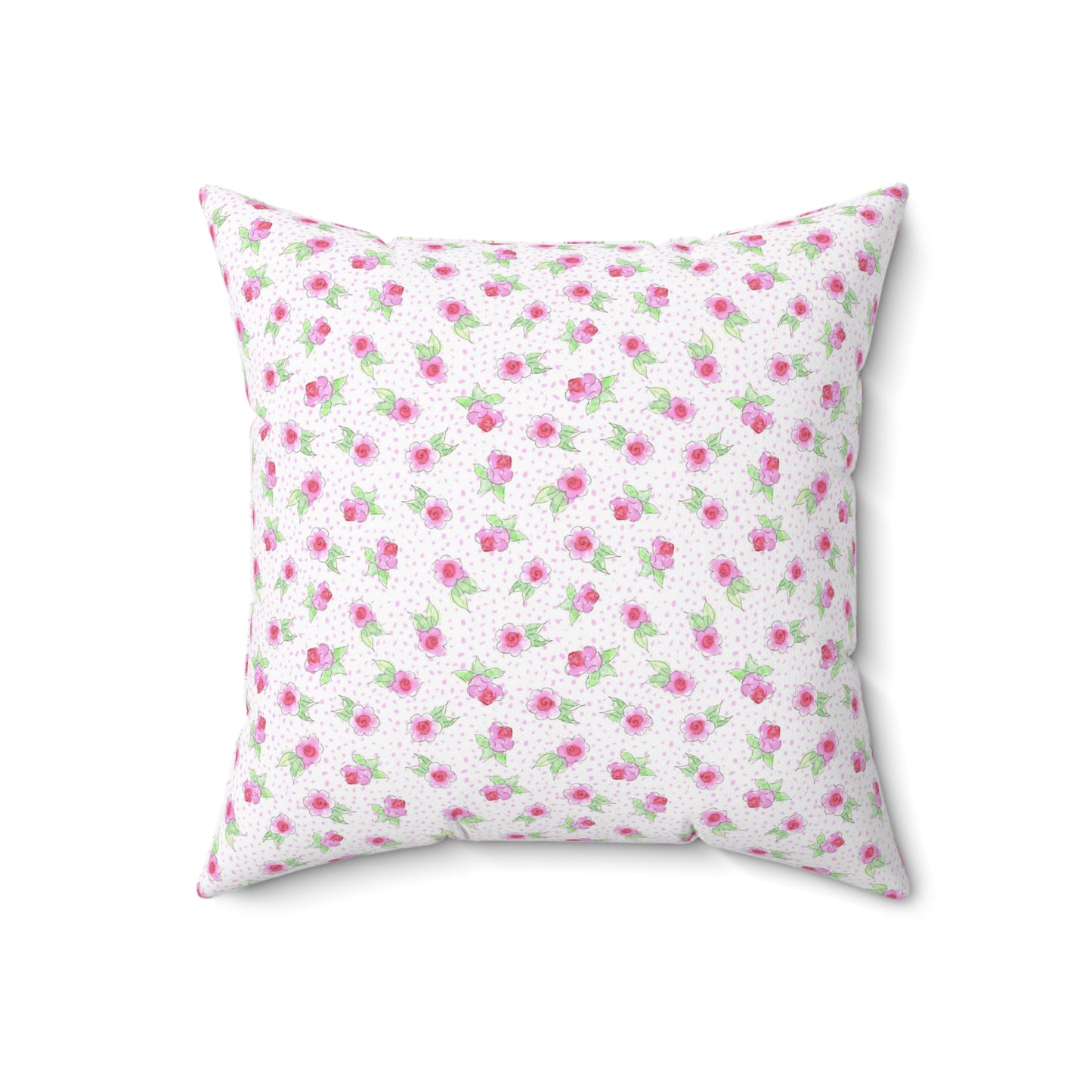 Maria’s Pink Roses Spun Polyester Square Pillow