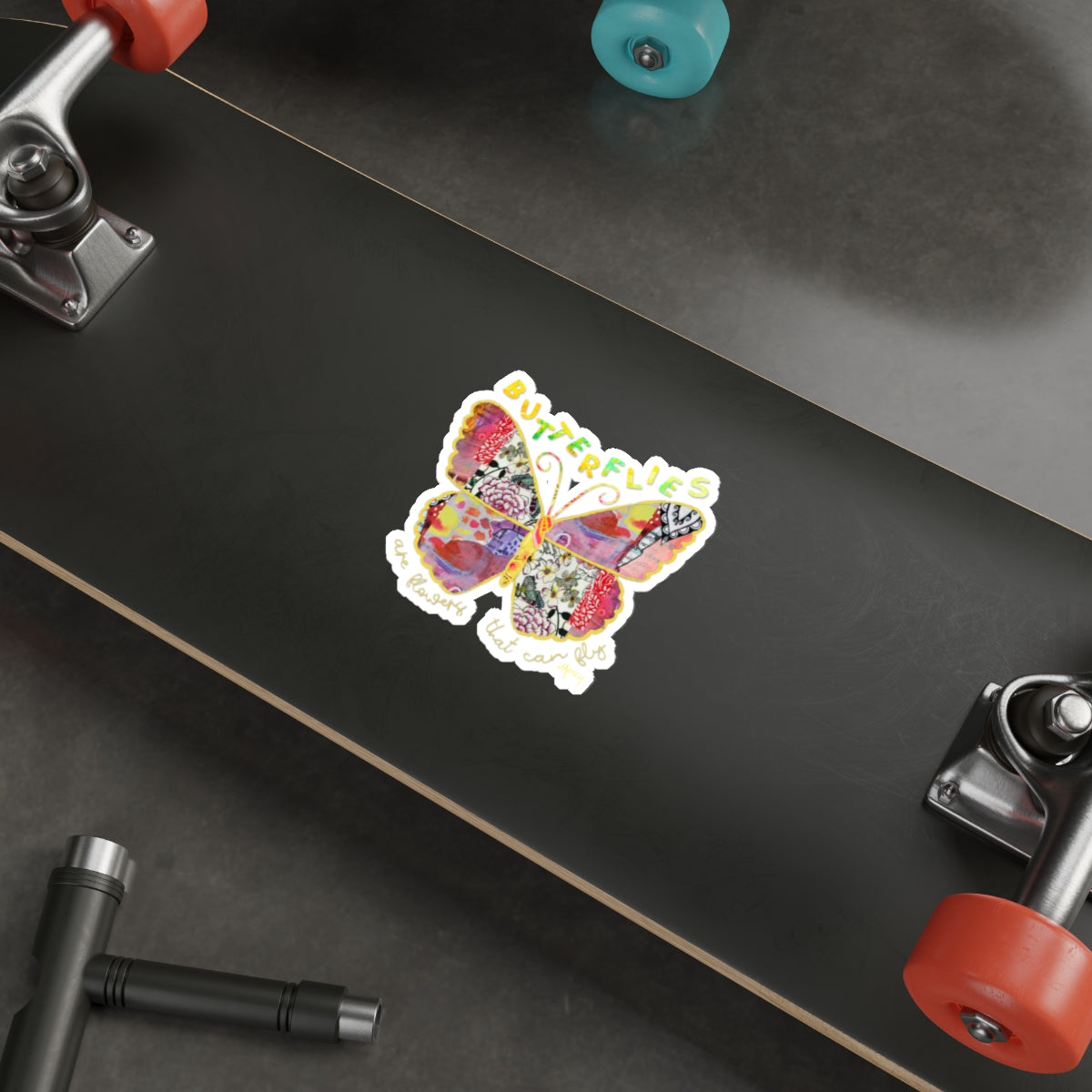 Boho Butterfly Collage Die Cut Sticker