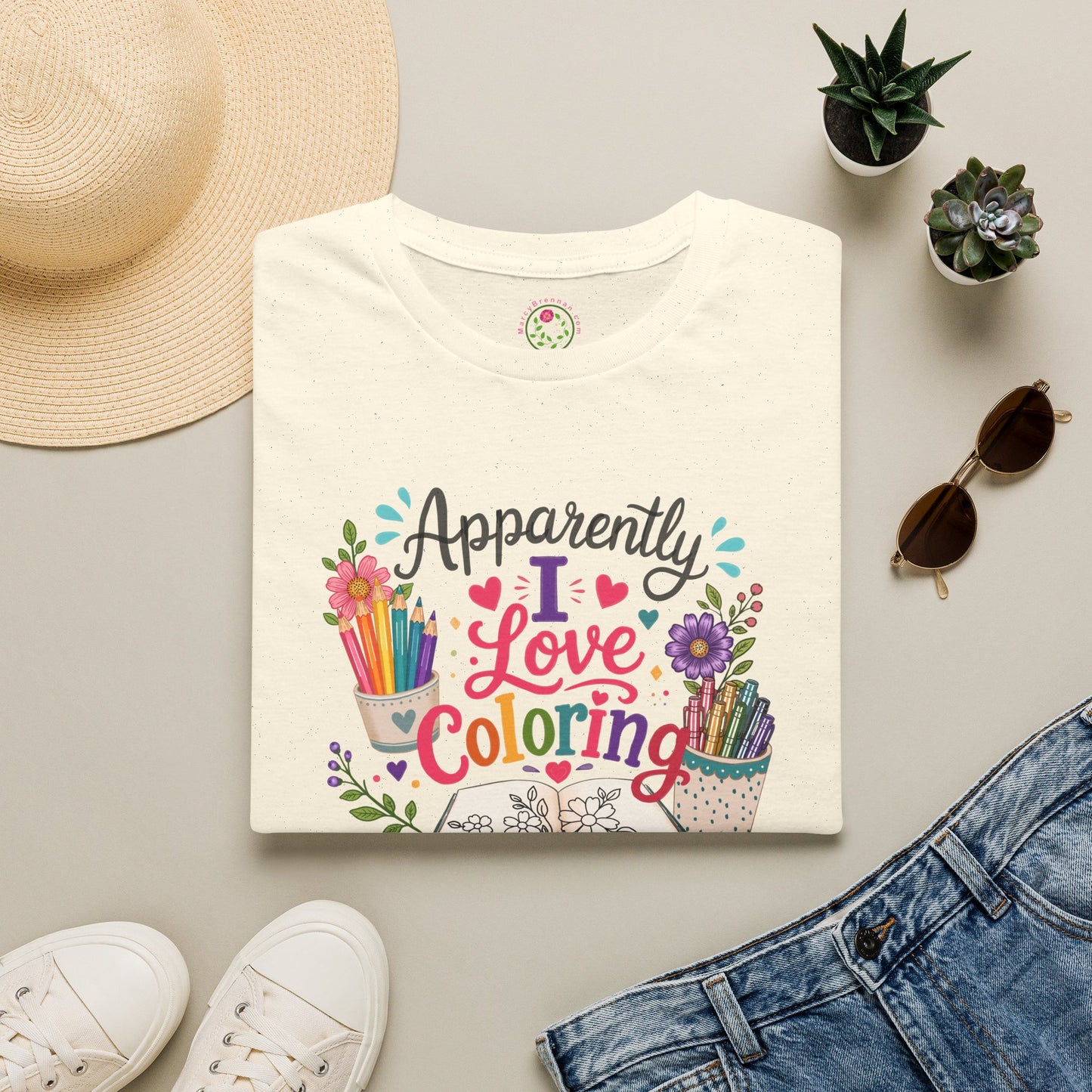 Coloring Enthusiast T-Shirt — "Apparently I Love Coloring" Floral Art Tee