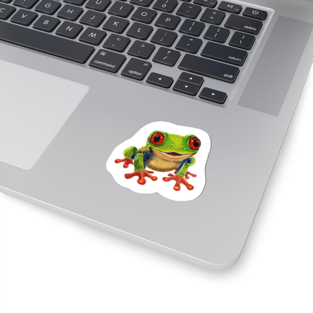 Red-Eyed Baby Frog Kiss-Cut Sticker — Watercolor Nursery Decal for Laptops, Planners & Baby Shower Favors