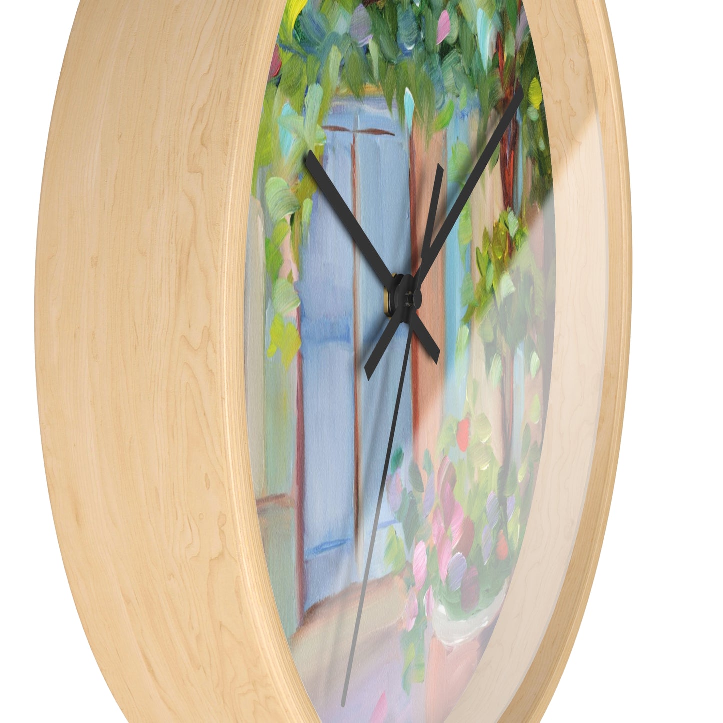 Old World Garden Wall Clock — Sunny Courtyard Floral Art Clock