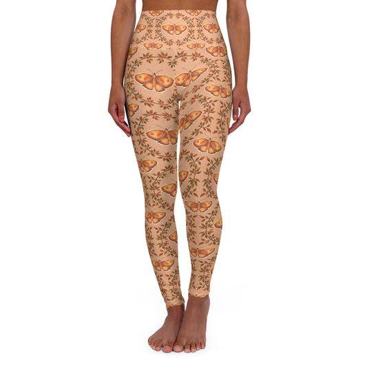 Moths and Vines High Waisted Yoga Leggings