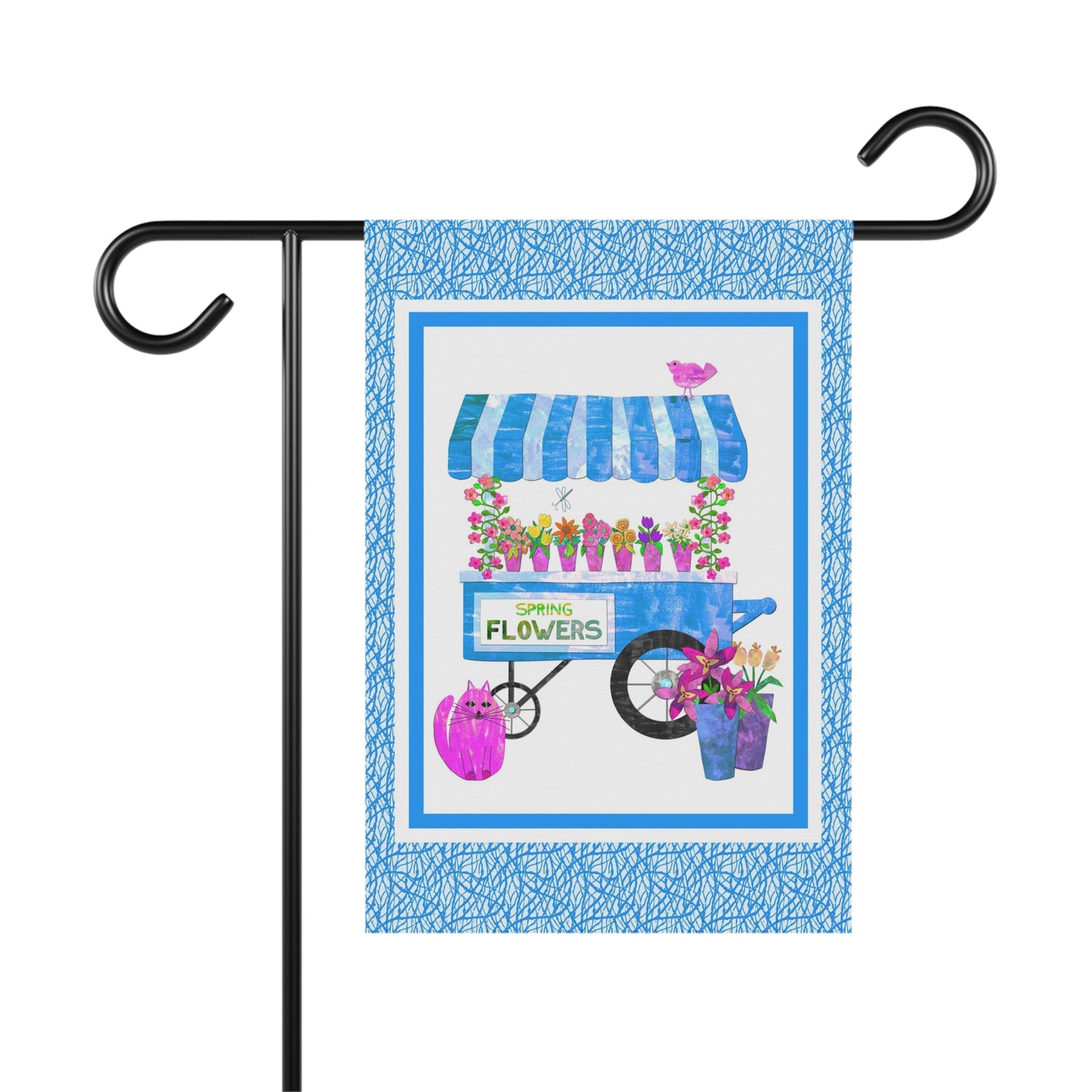 Spring Flower Cart Collage Garden Banner