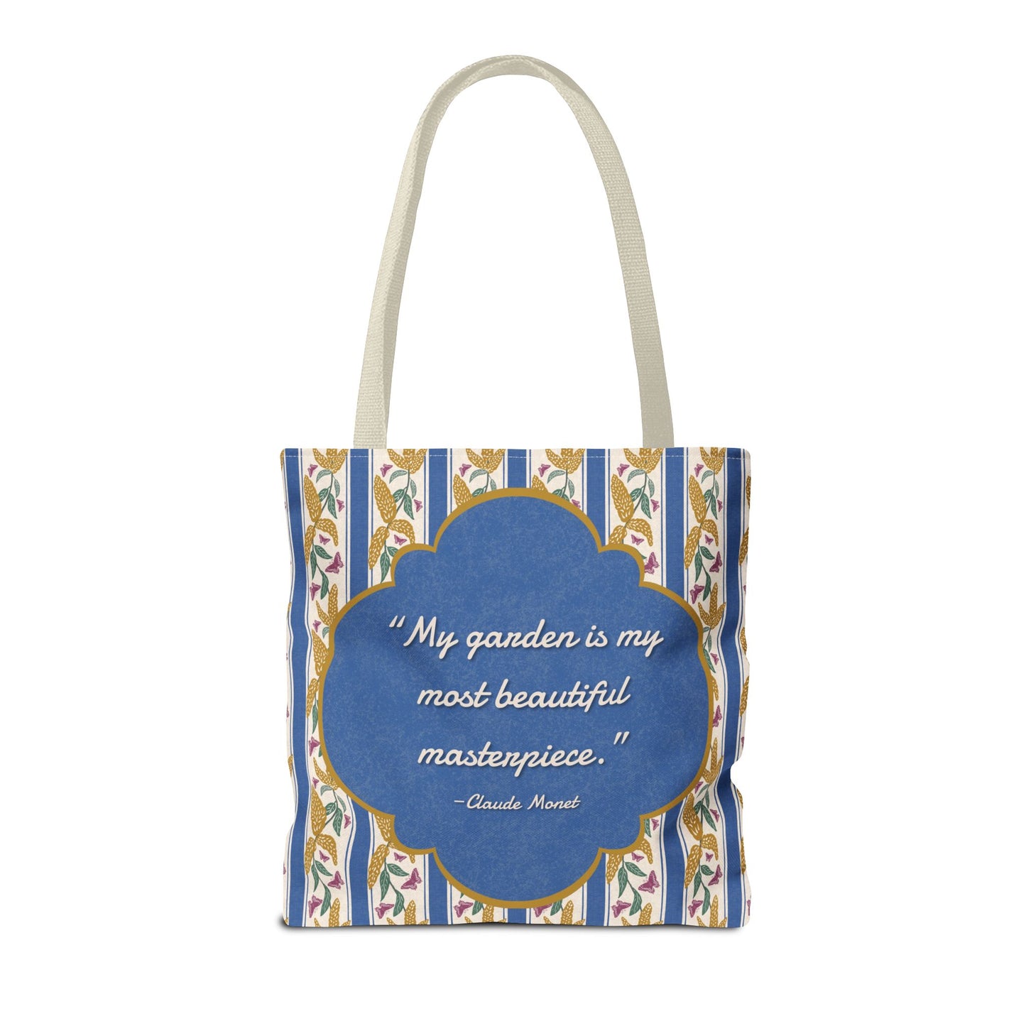Goldenrod and Butterflies with Monet Quote Tote Bag