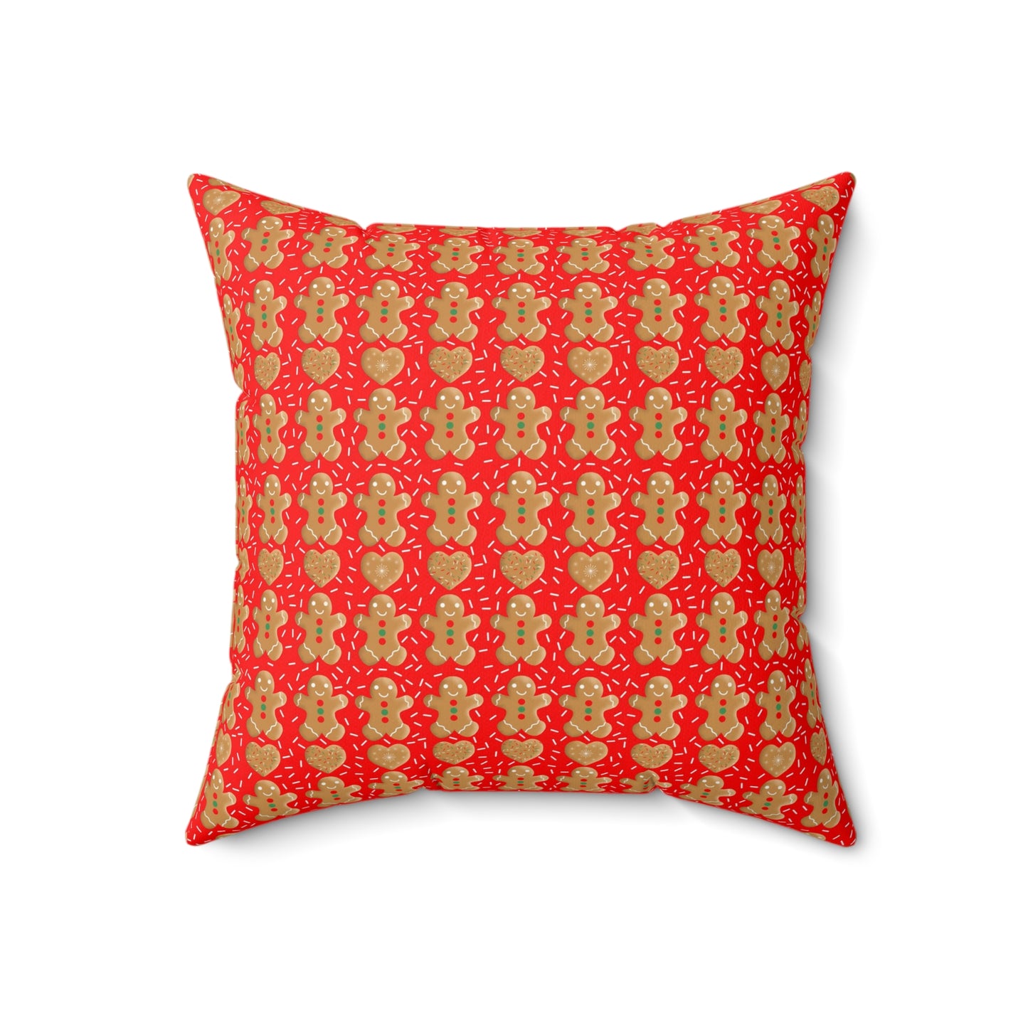 Gingerbread Men & Hearts Spun Polyester Square Pillow