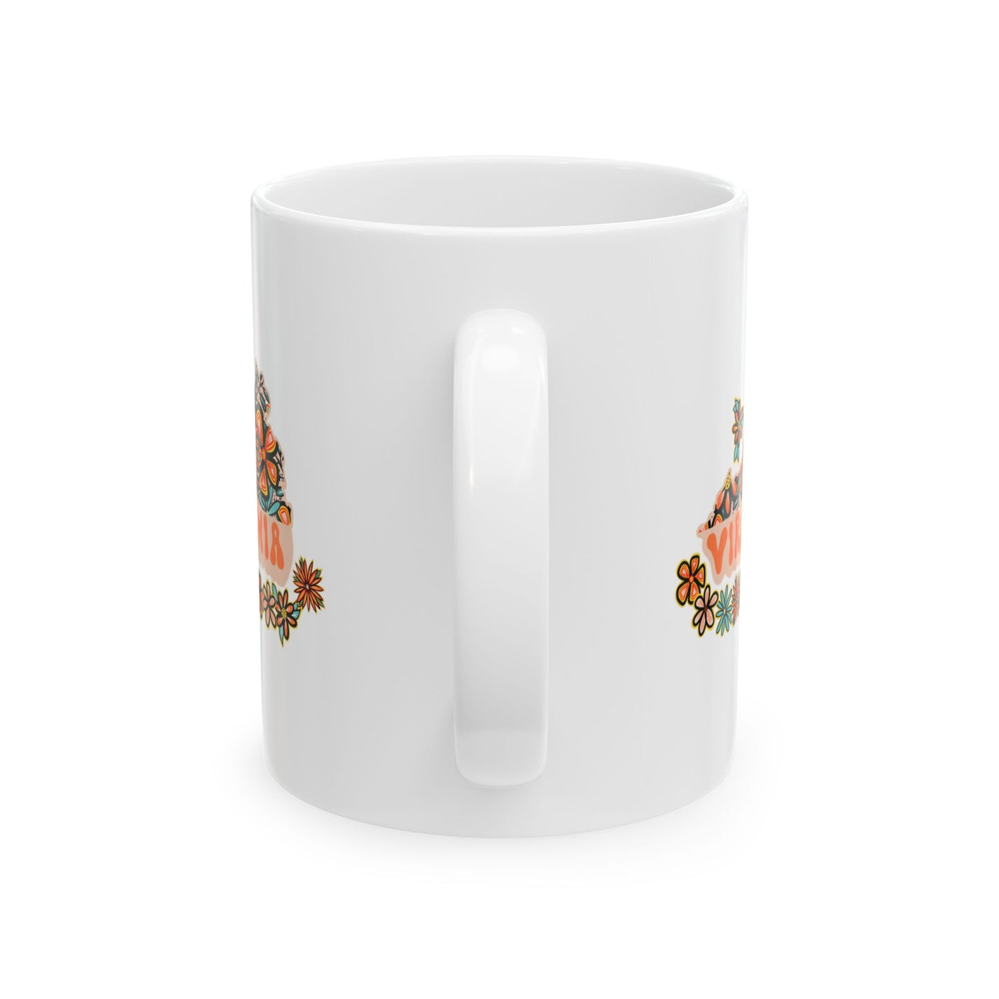 Retro 70s Flowers Virginia Ceramic Mug 11 oz and 15 oz