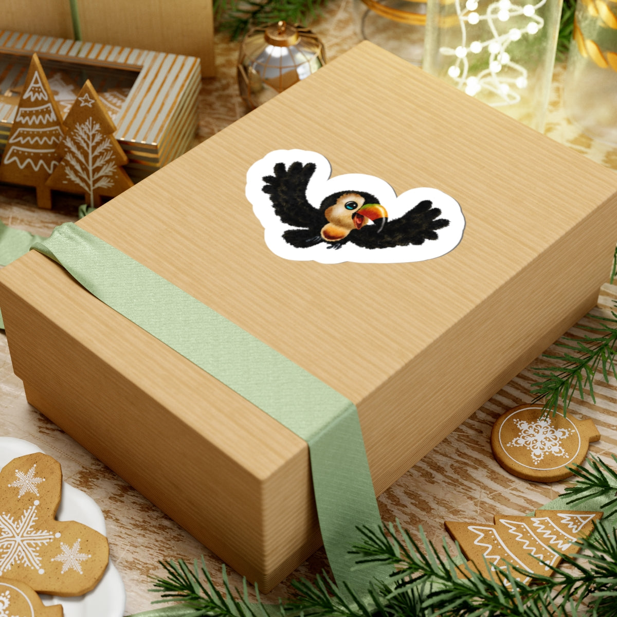 Toucan Kiss-Cut Sticker — Cute Flying Tropical Bird Decal