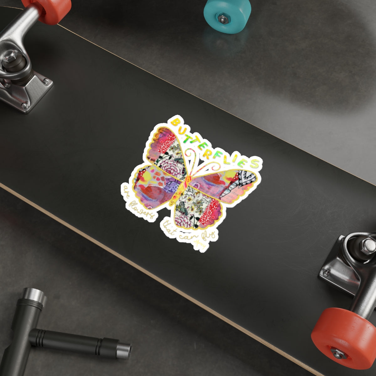 Boho Butterfly Collage Die Cut Sticker