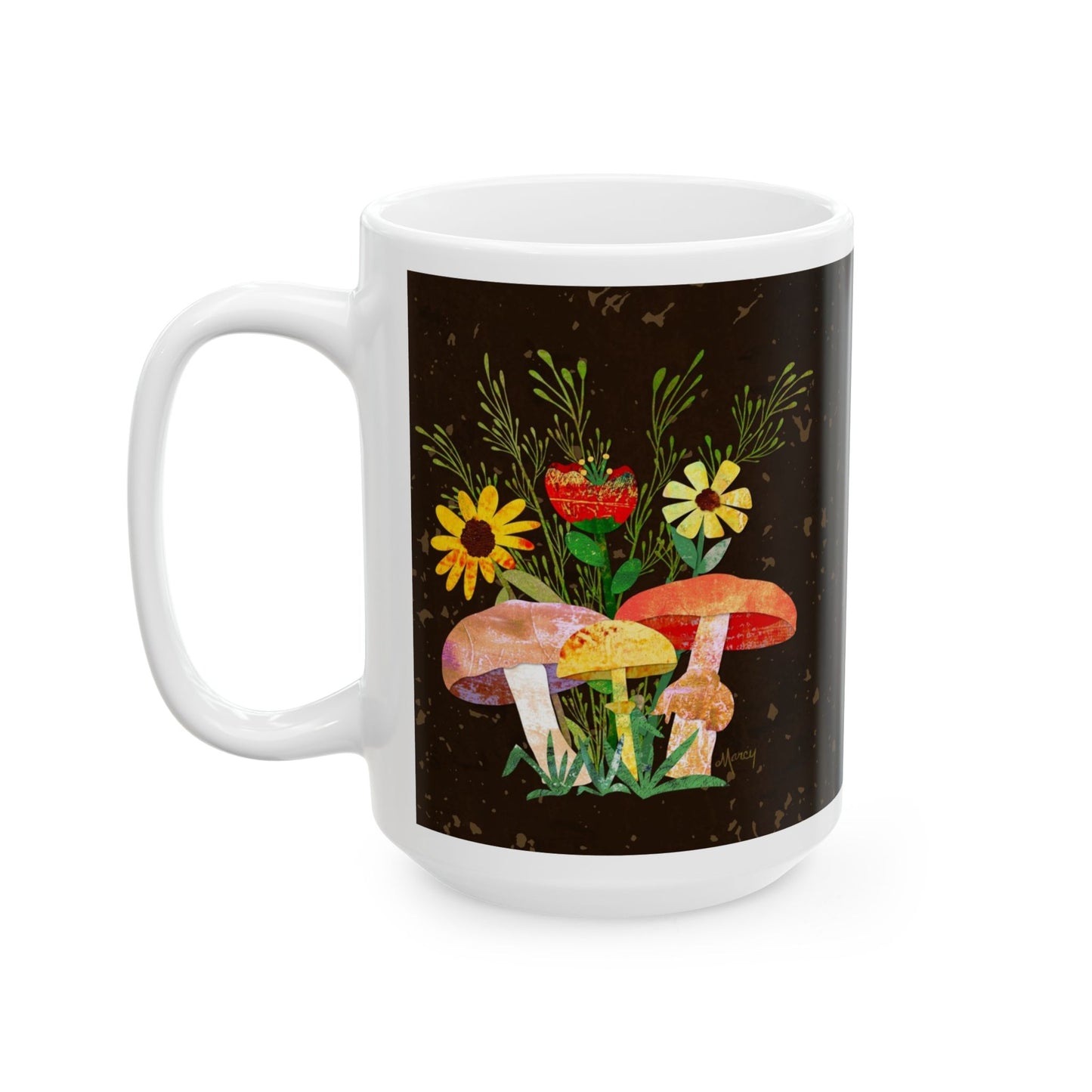 Shrooms n Fleurs Collage Ceramic Mug 11oz & 15oz