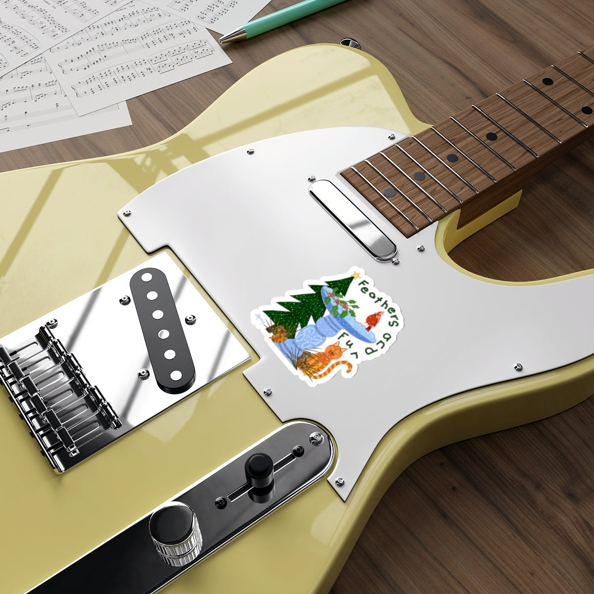 Feathers and Fur Collage Die Cut Sticker