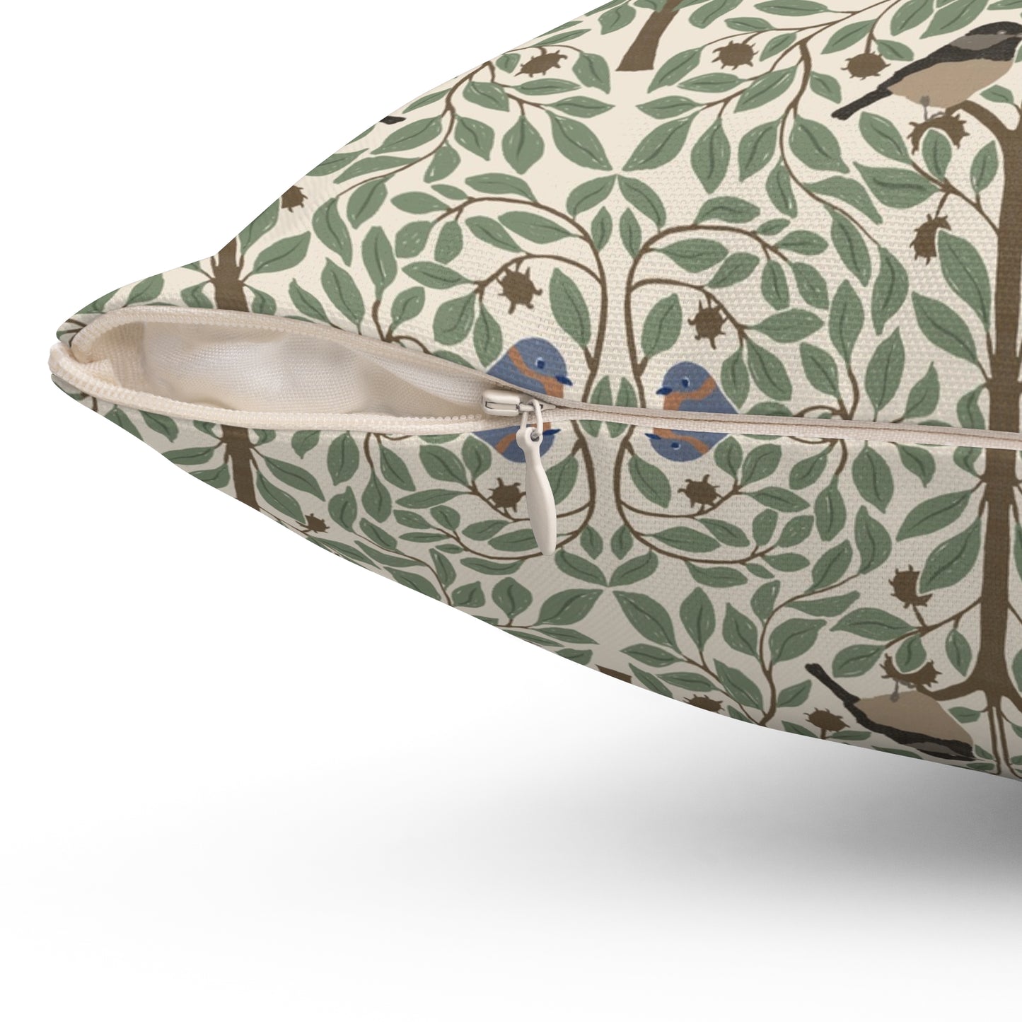 Birds in a Chestnut Tree Spun Polyester Square Pillow