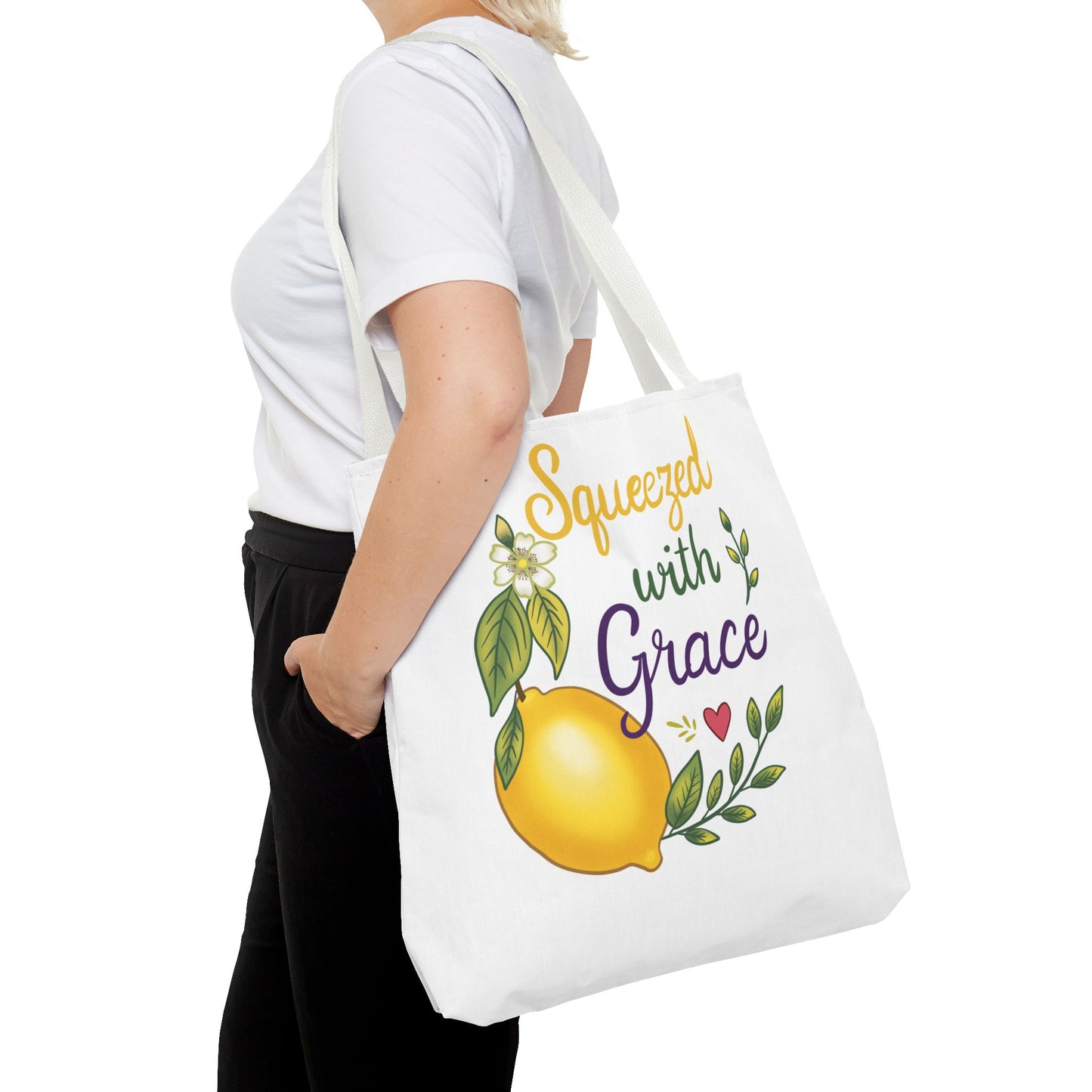 Squeezed with Grace Lemon Tote Bag — Floral Fruit Market Shopping Tote