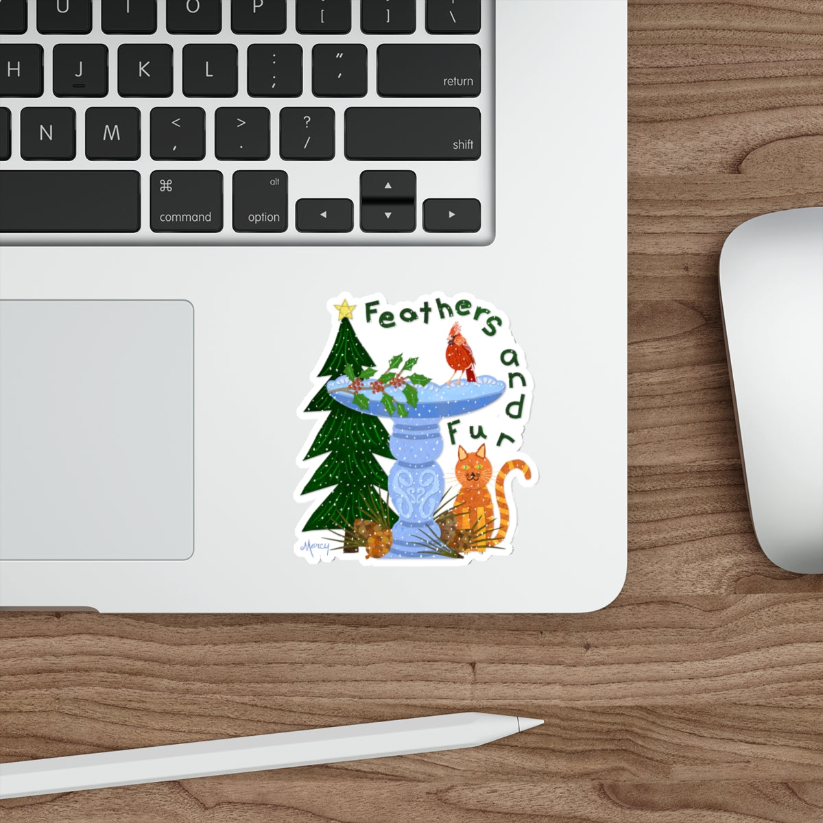 Feathers and Fur Collage Die Cut Sticker