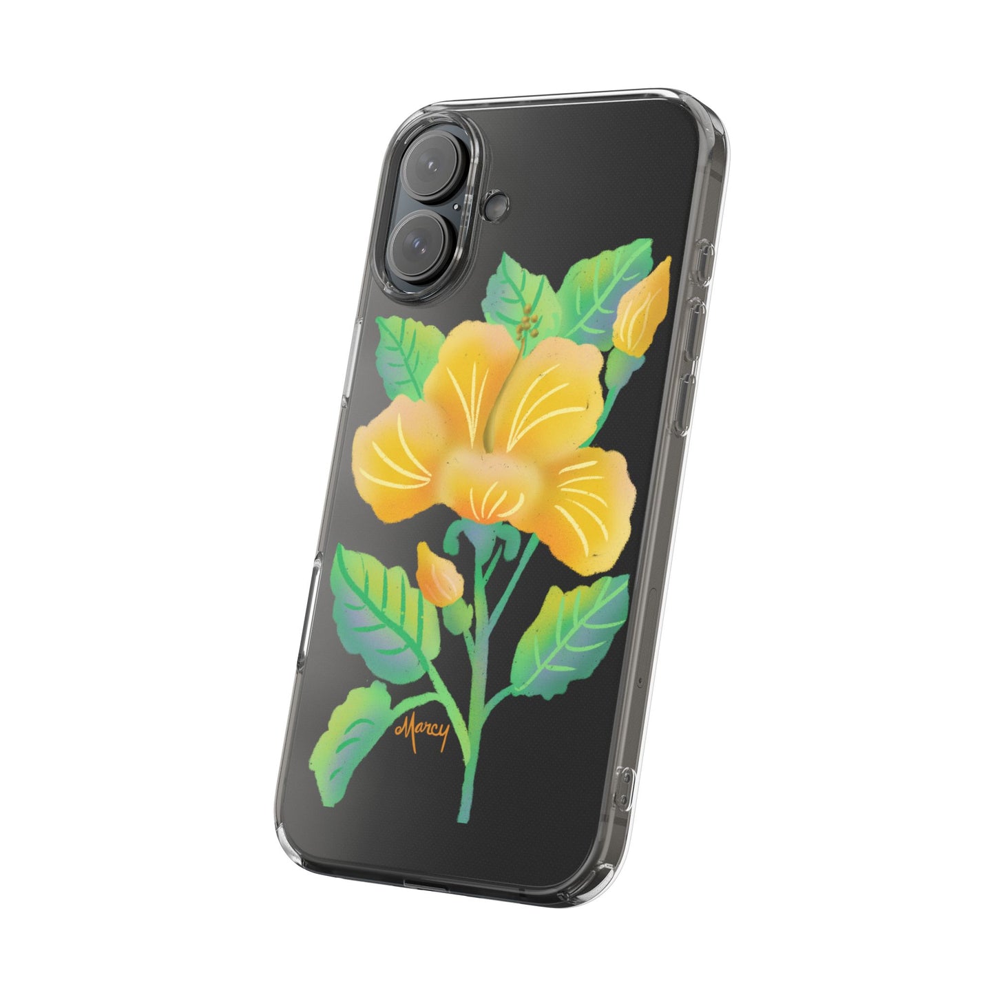 Yellow Hibiscus Blossom Clear Cases