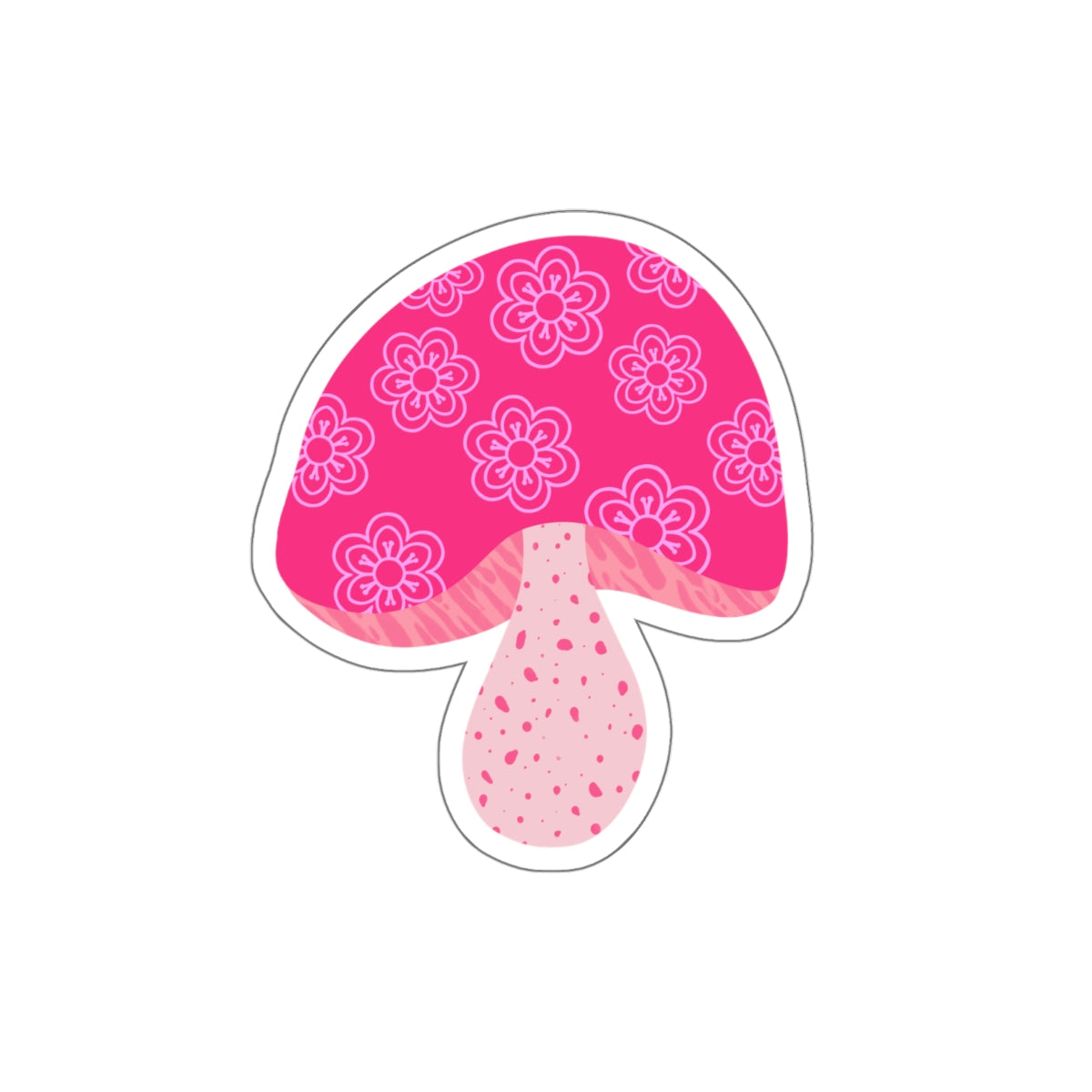 70s Groove Pink Flower Mushroom Die Cut Sticker