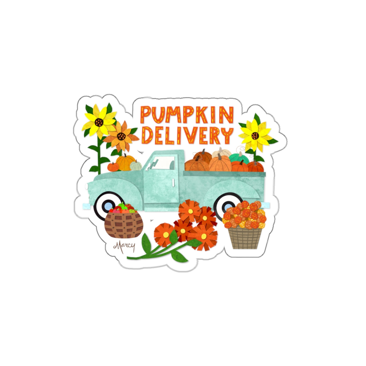 Pumpkin Delivery Collage Die Cut Sticker
