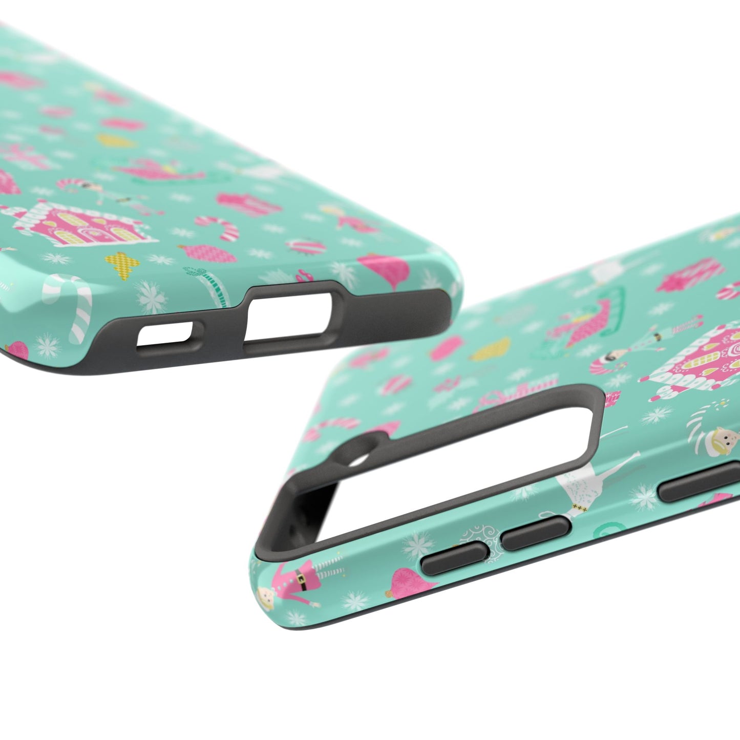 Pastel Christmas on Turquoise Tough Phone Cases