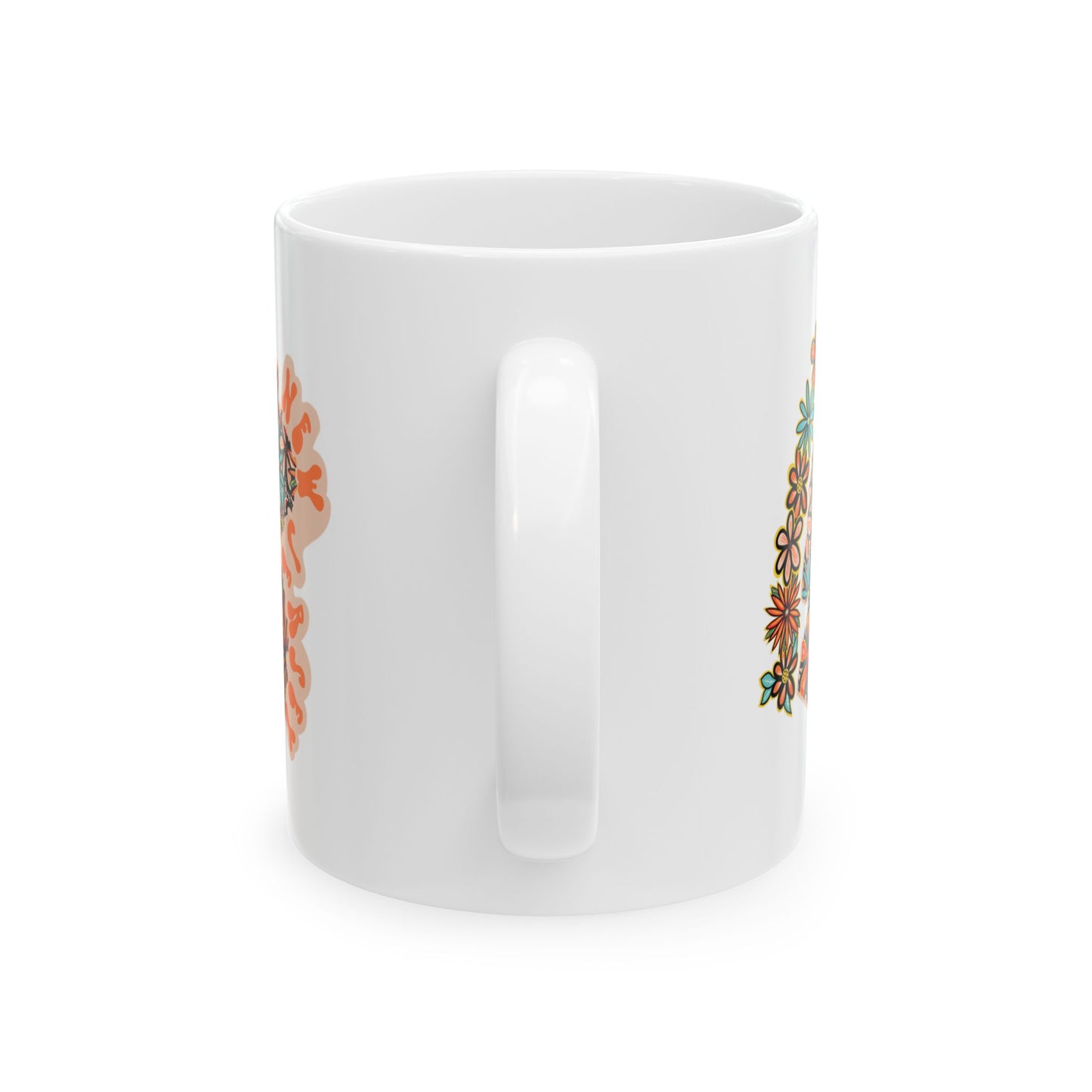 Retro 70s Flowers New Jersey Ceramic Mug 11 oz and 15 oz