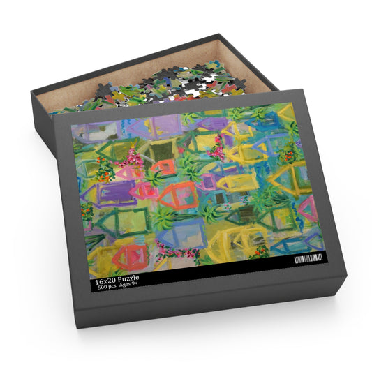 Key West Cottages 1 Expressionist Painting on a Puzzle (120, 252, 500-Piece)