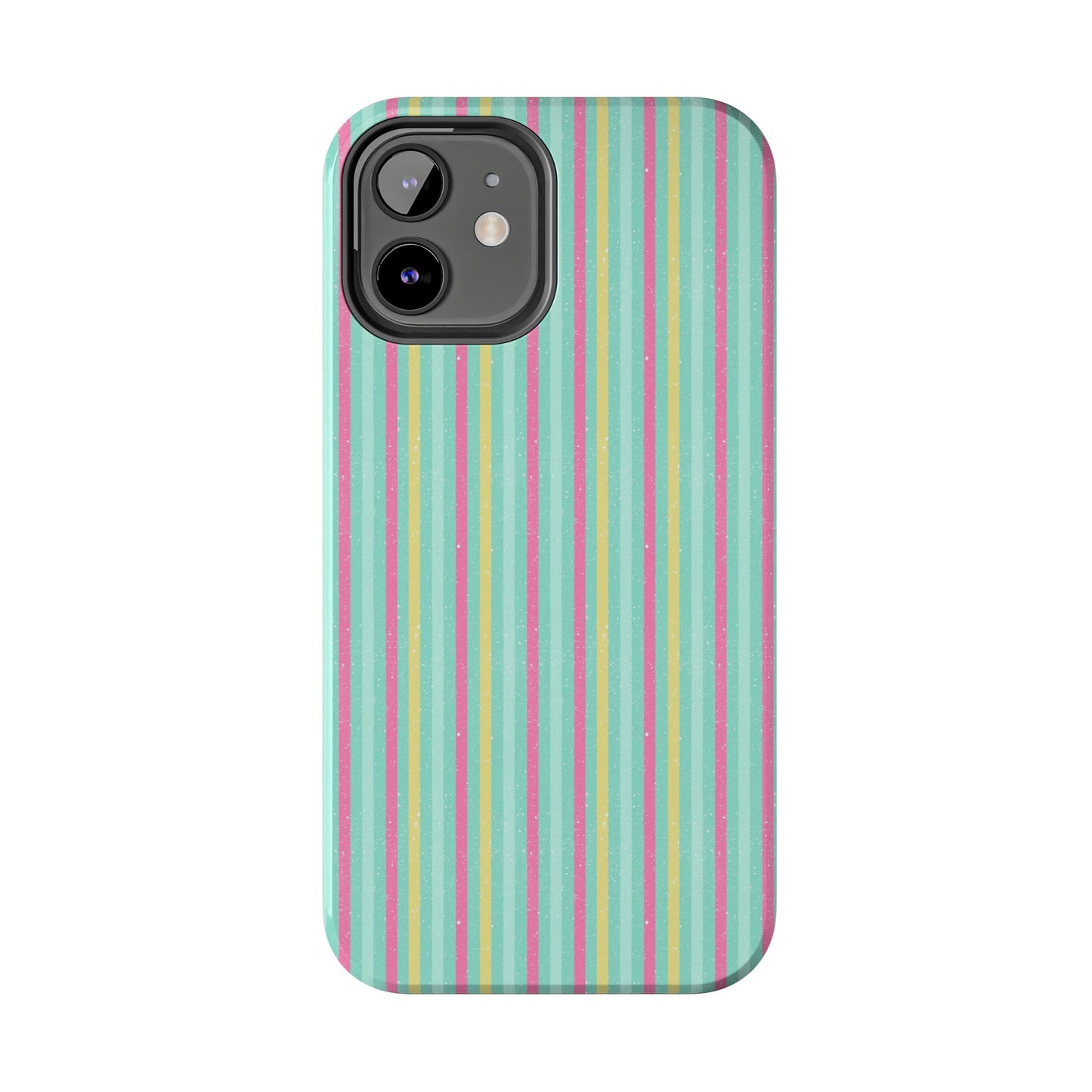 Pastel Christmas Stripes on Turquoise Tough Phone Cases