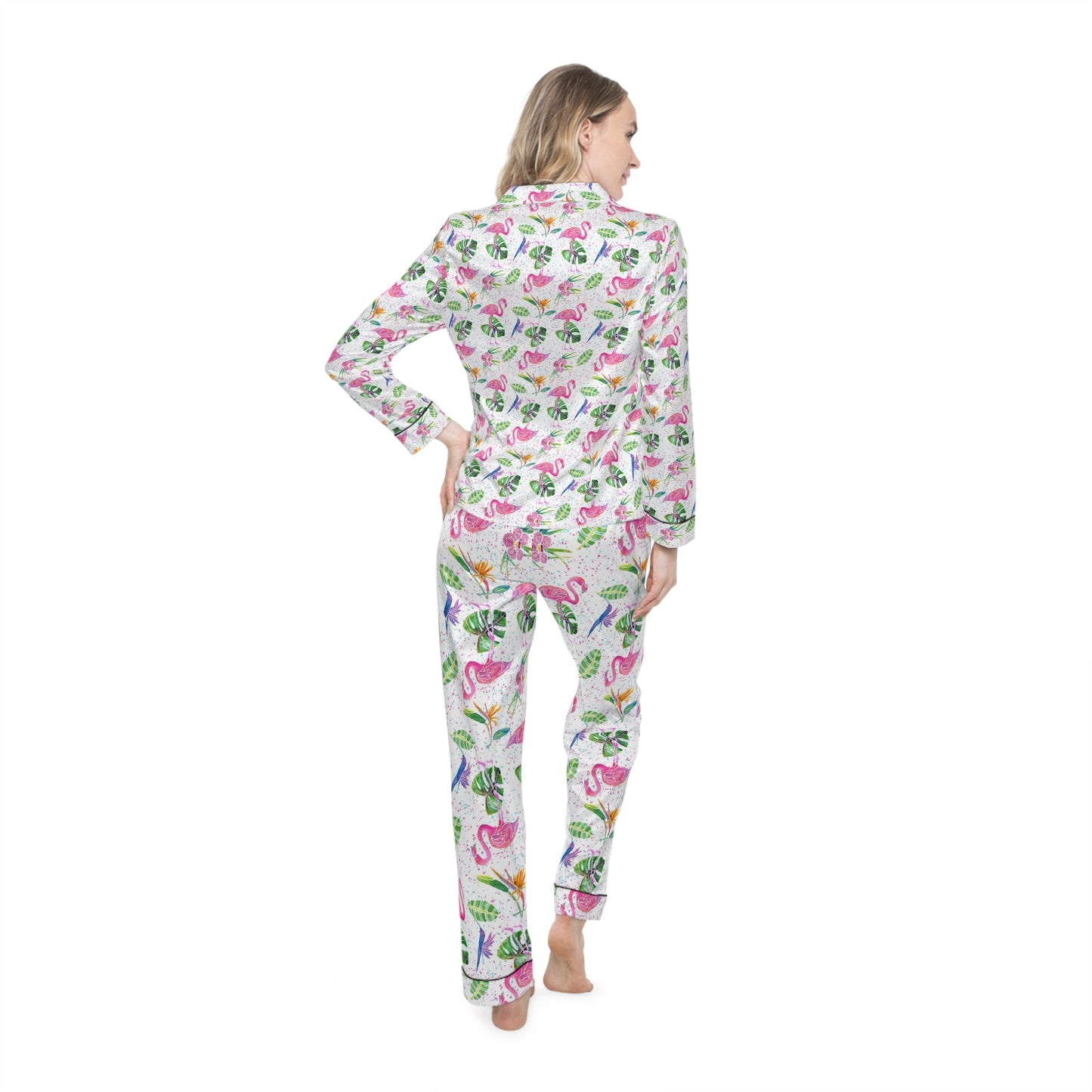 Flamingo Party Women's Satin Pajamas