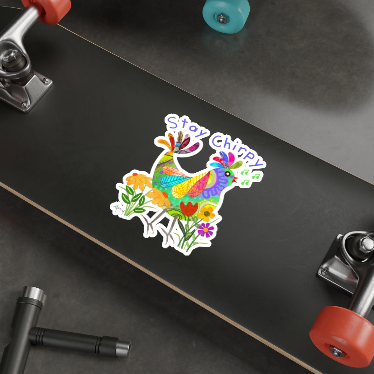 Kooky Bird Collage Die Cut Sticker