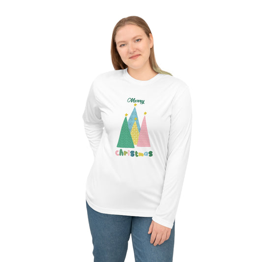 Pastel Christmas Trees Unisex Performance Long Sleeve Shirt